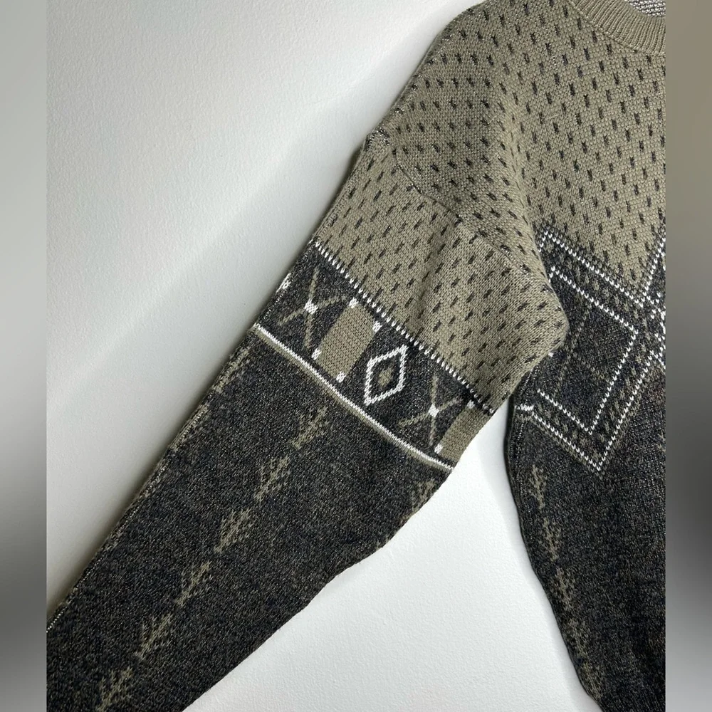 Vintage Woodman Men’s Sz L Nordic Knit Sweater Wool Blend Made In England Argyle - Picture 5 of 6